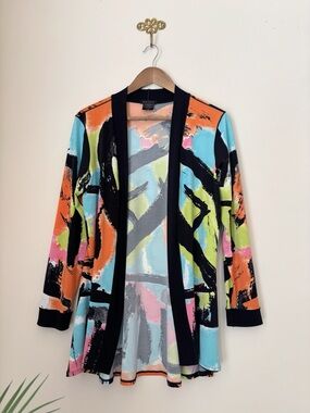 Eva Varro Vibrant Brushstroke Layering Cardigan Top Medium Maximalist Spring